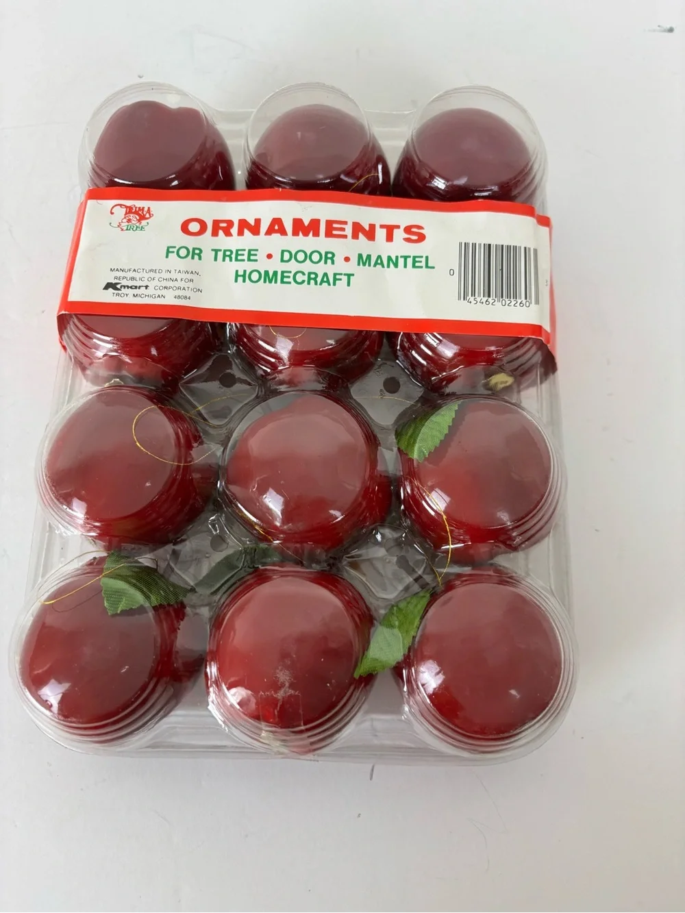 Vintage Christmas Apple Ornaments - Red Set of 12-NEW